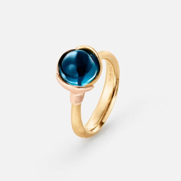 Ole Lynggaard Lotusring i 18K guld med London blue Topas. Modell nr 2 STL. 54. 1 exemplar