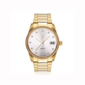 Sif Jakobs klocka Electra - Guldfärg med silver urtavla och vita zirkoner. 32 mm. 1 exemplar