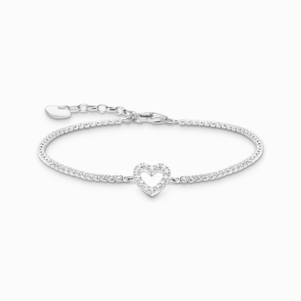 Thomas Sabo Tennisarmband hjärta med vita stenar silver. Nyhet!