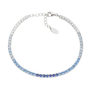 AMEN Italy: Tennis armband - Sterling silver. 2,5 mm. Tonad Blå och vit zirkonia - Rhodium 