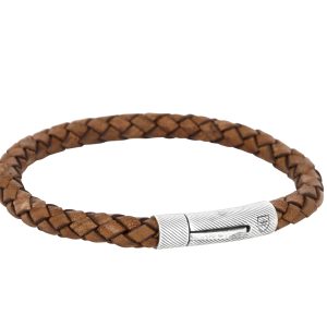 Nobel By Billgren - Silver/läderarmband 20 cm  Brunt