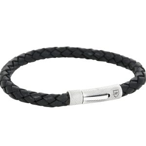 Nobel By Billgren - Silver/läderarmband 20 cm Svart