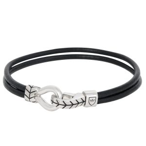 Nobel By Billgren - Silver/läderarmband | Svart.