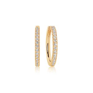 Sif Jakobs Örhänge Ellera Medium Creolo- 18 KT. Guldpläterad med Vita zirkoner. 14 mm. Julkampanj