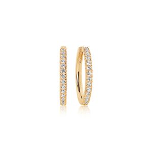 Sif Jakobs Örhänge Ellera Piccolo Creolo- 18 KT. Guldpläterad med Vita zirkoner. 11 mm