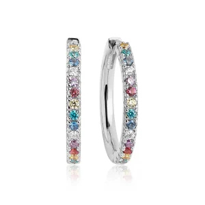 Sif Jakobs Örhänge Ellera X Grande Creolo - Silver med multifärgad zirkoner. 24 mm