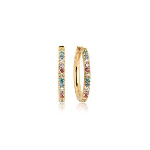 Sif Jakobs Örhänge Ellera Piccolo Creolo - 18 KT. Guldpläterad med multifärgad zirkoner. 11 mm