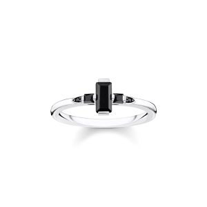 Thomas Sabo ring Black Stone baguette. Stl. 54