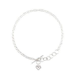 Sandberg Halsband Ringo Mini Öppet Hjärta, Silver. 46 cm