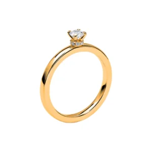 Schalins LOVE 13 - Smal enstensring med Halo ring 18k. 0.24 ct Diamanter  - Svagt välvd