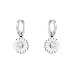 Georg Jensen DAISY örhängen silver, Vit emalj.