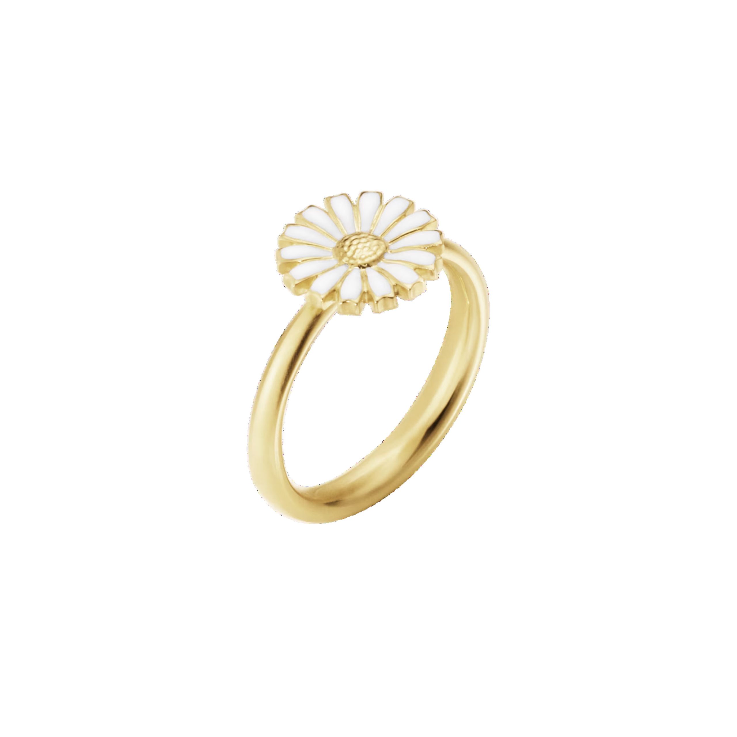 Georg Jensen DAISY ring 18 kt. förgyllt sterlingsilver, Vit emalj.