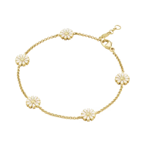 Georg Jensen DAISY armband 18 kt. förgyllt silver, Vit emalj