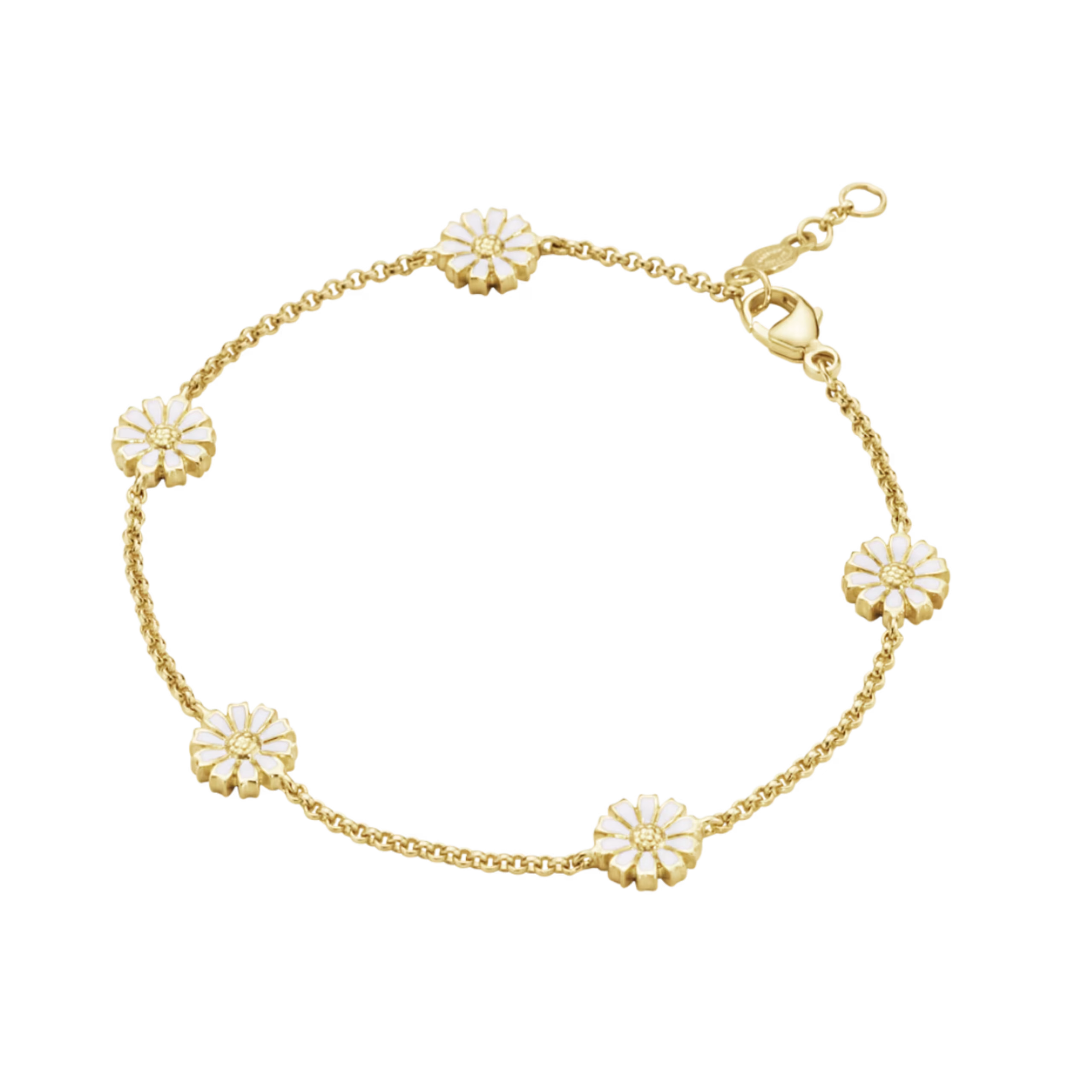 Georg Jensen DAISY armband 18 kt. förgyllt silver, Vit emalj