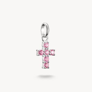 Thomas Sabo Charm-hängsmycke Kors med rosa stenar- Connect.