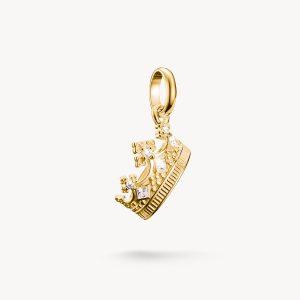 Thomas Sabo Charm-hängsmycke Krona med stenar . Connect guldpläterad.