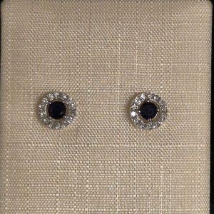 Örhänge vitguld 18k - Carmosé med diamanter & blå safirer. 0,28 ct 1 ex