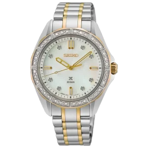 Seiko Dam Prospex Premium - 34 mm. Pärlemo tavla med äkta diamanter. 200 m. Nyhet!