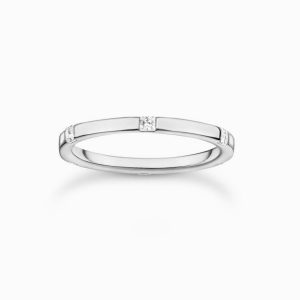 Thomas Sabo Ring Silver med vita stenar. Stl. 52