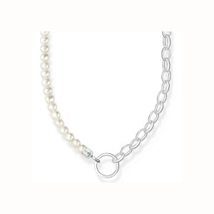 Thomas Sabo Charmista halsband, 45 cm, 925 sterlingsilver med vita pärlor