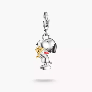 Thomas Sabo Charm - Hängsmycke Snoopy med Woodstock Friends PEANUTS Original 18k guldplätering