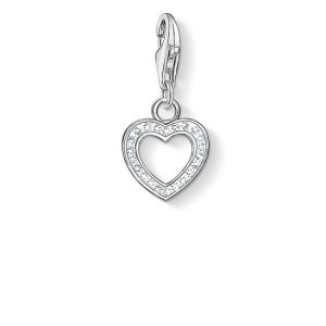 Thomas Sabo Charm - Hjärta med vita stenar, silver. Få ex kvar