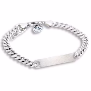 Nobel By Billgren - Silverarmband Pansar 6 mm med graveringsbar platta