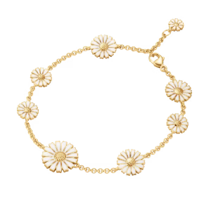 Georg Jensen DAISY armband 18 kt. förgyllt silver, Vit emalj