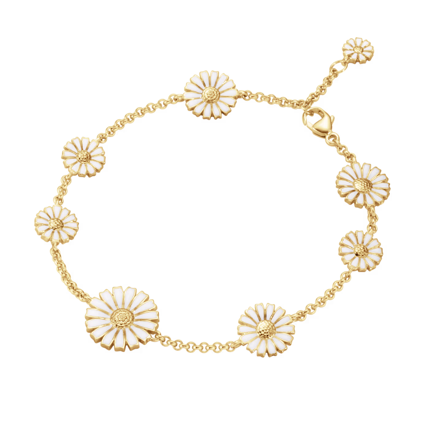 Georg Jensen DAISY armband 18 kt. förgyllt silver, Vit emalj