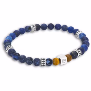 Nobel By Billgren - Silver/Beadsarmband | Lapis Lazuli/Tigeröga