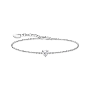 Thomas Sabo - Armband hjärtformad vit sten, silver