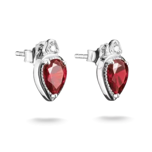 Thomas Sabo Elyndra - Stiftörhängen hjärta granatröd/vit sten, Silver. Nyhet!
