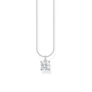 Thomas Sabo Halsband - Vit zirkonia Fyrkant, silver.