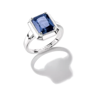 Thomas Sabo Elyndra - Ring med blå nanokristall i oktagonslipning, Silver. Nyhet! Beställningsvara