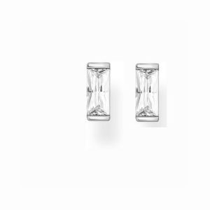 Thomas Sabo- små Örhängen med vit sten silver. Baguette. 1 par