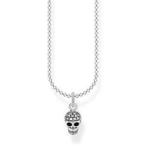 Thomas Sabo Halsband Dödskalle vita/svarta stenar silver. Sista ex