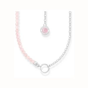 Thomas Sabo Charm-Halsband med rosa stenar silver. 1 ex