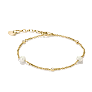 Thomas Sabo - Armband med pärlor vit zirkonia, 18k guldpläterad. Nyhet!