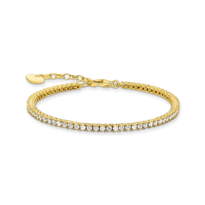 Thomas Sabo - Tennisarmband med vita stenar, guldpläterad