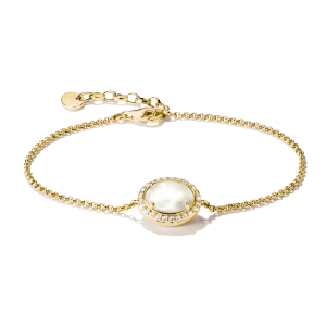 Thomas Sabo - Armband med pärlemor och vit zirkonia, 18k guldpläterad. Nyhet!