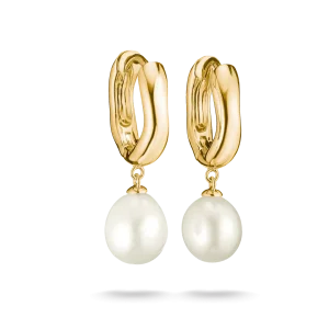 Thomas Sabo - Örhängen, Creoler med pärla. 18K guldplätering, Nyhet!