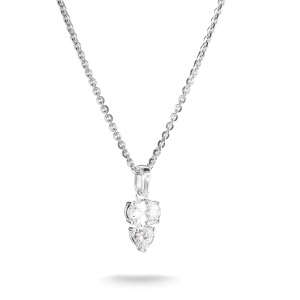 Thomas Sabo Halsband - Vit zirkonia oval hjärta silver