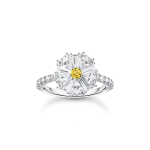 Thomas Sabo Ring cocktailring blomma Lovely Daisy med silverstenar. 1 ex St. 54